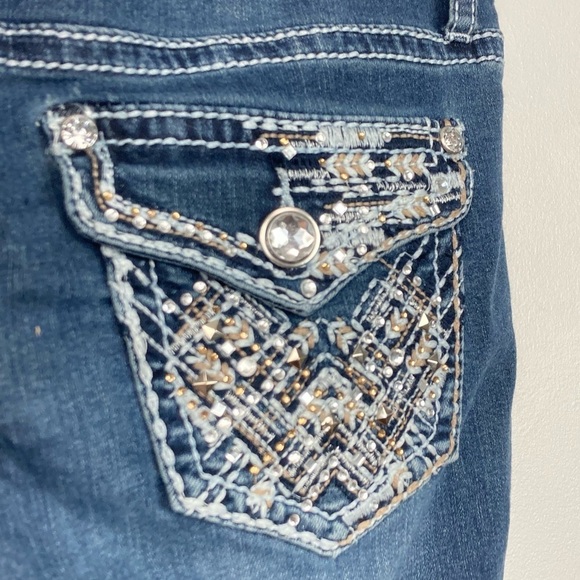 D’MODE CLASSIX Rhinestone Bling Low Rise Bootcut Jeans - Size 2 - Picture 11 of 12